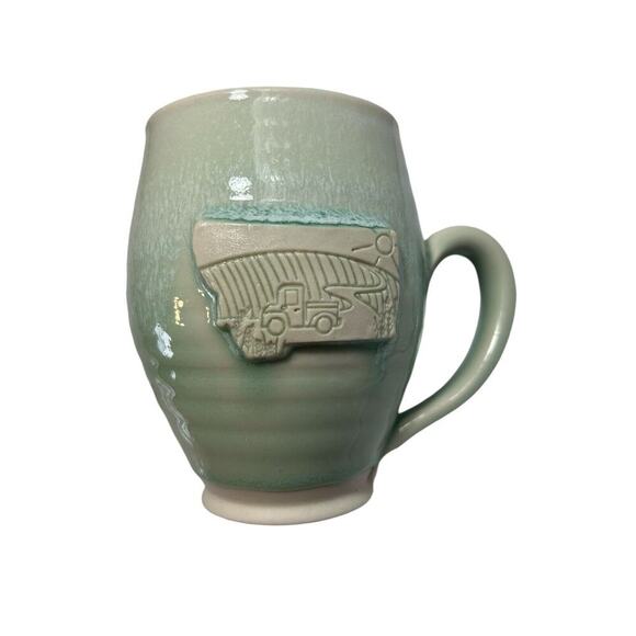 Lulu Pottery Made In Montana Ceramic Mug Back Roads Montana State Design New - Picture 1 of 7